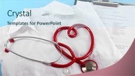  Presentation with red medical - Audience pleasing slide deck consisting of red stethoscope medical record backdrop and a arctic colored foreground