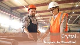  Presentation with blueprint - PPT layouts consisting of uniform pointing at blueprint background and a coral colored foreground