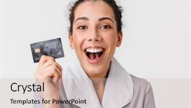  Presentation with credit card icon - Slides with uniform showing plastic credit card background and a soft green colored foreground