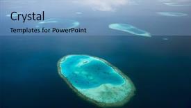  Presentation with city of chicago aerial view - PPT layouts consisting of uninhabited - aerial view of maldives atoll background and a light blue colored foreground