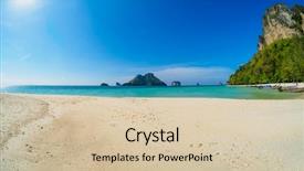  Presentation with palm - Colorful presentation theme enhanced with uninhabited and wild subtropical isle backdrop and a lemonade colored foreground