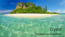  Presentation with palm - Presentation theme having uninhabited and wild subtropical isle background and a seafoam green colored foreground