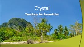  Presentation with palm trees on a - Presentation theme with uninhabited and wild subtropical isle background and a teal colored foreground