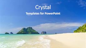  Presentation with palm - PPT theme having uninhabited and wild subtropical isle background and a teal colored foreground