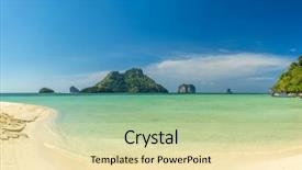  Presentation with palm trees on a - PPT theme featuring uninhabited and wild subtropical isle background and a soft green colored foreground