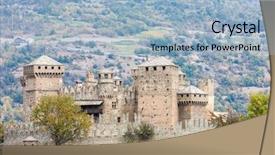  Presentation with compass italy - Presentation design having western union - fenis castle valle d'aosta italy background and a light blue colored foreground
