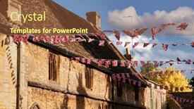  Presentation with southwest - Colorful presentation theme enhanced with union-jack-flag-bunting-hanging backdrop and a tawny brown colored foreground