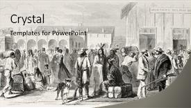  Presentation with station - Beautiful theme featuring union pacific railroad - old illustration of omaha railway backdrop and a light gray colored foreground