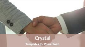  Presentation with business partner people joining hand - Presentation theme with union workers - business people shaking hands isolated background and a coral colored foreground