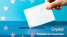  Presentation with european parliament - Presentation featuring unionism - european union parliament election concept background and a teal colored foreground