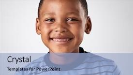  Presentation with black child - Slide deck enhanced with unique collection - portrait of real happy african background and a light blue colored foreground