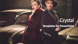  Presentation with women retro - Theme featuring unique collection - two women among retro cars background and a wine colored foreground