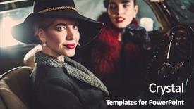  Presentation with women retro - PPT layouts featuring unique collection - two women background and a dark gray colored foreground