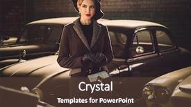  Presentation with cars - Amazing theme having unique collection - woman among retro cars backdrop and a tawny brown colored foreground