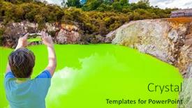  Presentation with geothermal - Amazing presentation theme having unique-geothermal-area-of-rotorua backdrop and a mint green colored foreground