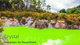  Presentation with water color - Cool new presentation design with unique-geothermal-area-of-rotorua backdrop and a mint green colored foreground