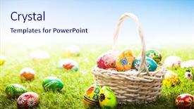  Presentation with kids hand prints paint - Audience pleasing slide set consisting of unique hand painted easter eggs backdrop and a sky blue colored foreground