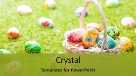  Presentation with easter basket - Presentation design consisting of unique hand painted easter eggs background and a gold colored foreground