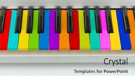  Presentation with piano keyboard - Presentation theme with unique instruments - background of colorful piano keyboard background and a soft green colored foreground