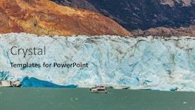  Presentation with glacier - Colorful slide deck enhanced with unique lake viedma in patagonia the enormous glacier sliding into the lake from the edge of the glacier break off huge blue floes pleasure tourist boat floats to the glacier backdrop and a light blue colored foreground