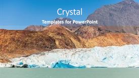  Presentation with glacier - Colorful presentation design enhanced with unique lake viedma in patagonia the enormous glacier sliding into the lake from the edge of the glacier break off huge blue floes pleasure tourist boat floats to the glacier backdrop and a teal colored foreground