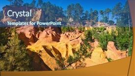  Presentation with create - Slide set consisting of unique red and orange hills in the province of languedoc - roussillon france green trees create a beautiful contrast with the bright ocher background and a ocean colored foreground