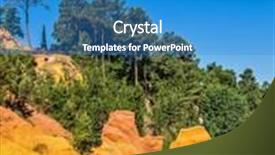  Presentation with create - Slide set featuring unique red and orange hills in the province of languedoc - roussillon france green trees create a beautiful contrast with the bright ocher background and a teal colored foreground