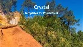  Presentation with color orange - Presentation theme having unique red and orange hills in the province of roussillon france coniferous forests create a beautiful contrast with the color of ocher background and a ocean colored foreground