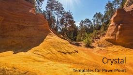  Presentation with green hills - Audience pleasing slide set consisting of unique red and orange hills in the province of roussillon france green trees create a beautiful contrast with the ocher backdrop and a gold colored foreground