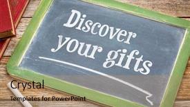  Presentation with rustic blackboard - Slide deck featuring unique self - discover your gifts - white background and a coral colored foreground