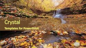  Presentation with awesome - Slide set with unique waterfall and yellow background and a tawny brown colored foreground