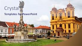  Presentation with romania - Theme with unirii-square-in-timisoara-romania background and a sky blue colored foreground
