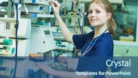  Presentation with infant care - Slides having unit for newborn infant baby background and a ocean colored foreground