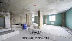  Presentation with under construction - Slide deck having unit in building under construction background and a light gray colored foreground