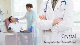  Presentation with pulse - Colorful presentation enhanced with unit rates - midsection of male doctor standing backdrop and a light gray colored foreground