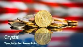  Presentation with usa flag - PPT theme with unit rates - one dollar coin in front background and a ocean colored foreground