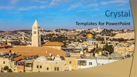 Presentation with pilgrim - Amazing slide deck having united and indivisible holy jerusalem the roofs of jerusalem sunset bird's eye view the concept of historical religious pilgrim and photo tourism backdrop and a light blue colored foreground
