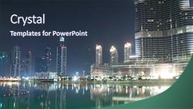  Presentation with emirates - PPT theme featuring united arab emirates - dubai view at night time background and a tawny brown colored foreground