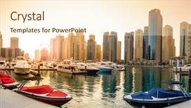  Presentation with emirates - Audience pleasing slide set consisting of united arab emirates - panoramic view of dubai marina backdrop and a cream colored foreground