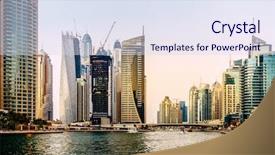  Presentation with uae - Colorful theme enhanced with united arab emirates - scenic view of dubai marina backdrop and a sky blue colored foreground
