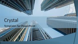  Presentation with uae education - Cool new PPT theme with united arab emirates - tall dubai marina skyscrapers backdrop and a light blue colored foreground