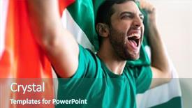  Presentation with emirates - Cool new PPT theme with united arab emirates fan celebrating backdrop and a ocean colored foreground