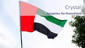  Presentation with national day uae - Slide set consisting of united-arab-emirates-flag-flying background and a sky blue colored foreground