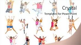  Presentation with united - Beautiful PPT layouts featuring united colleagues big group backdrop and a cool aqua colored foreground