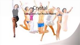  Presentation with united - Theme with united colleagues jumping together background and a white colored foreground