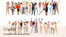  Presentation with win win - Theme featuring united colleagues people jumping background and a lemonade colored foreground