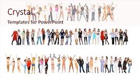  Presentation with celebrate - Cool new presentation with united colleagues together we celebrate backdrop and a sky blue colored foreground