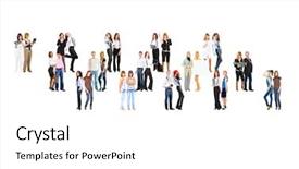  Presentation with company - Cool new slide set with united company many colleagues backdrop and a white colored foreground