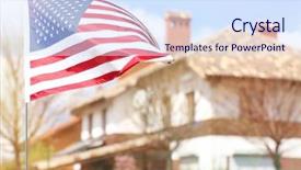  Presentation with usa flag and energy - Cool new theme with united estates patriot symbol - waving usa flag and blurred backdrop and a sky blue colored foreground