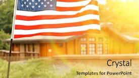  Presentation with waving flag black - Slide deck consisting of united estates patriot symbol - waving usa flag and blurred background and a yellow colored foreground